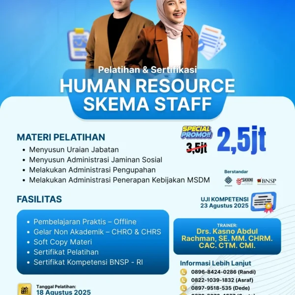Pelatihan & Sertifikasi - HUMAN RESOURCE SKEMA STAFF