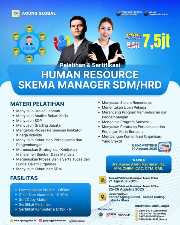 Pelatihan & Sertifikasi - HUMAN RESOURCE SKEMA MANAGER SDM / HRD