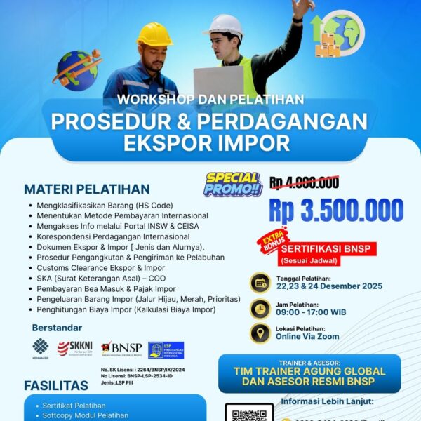 Workshop dan Pelatihan - PROSEDUR & PERDAGANGAN EKSPOR IMPOR